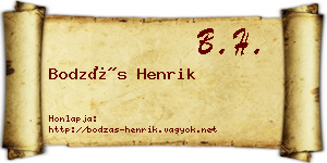 Bodzás Henrik névjegykártya